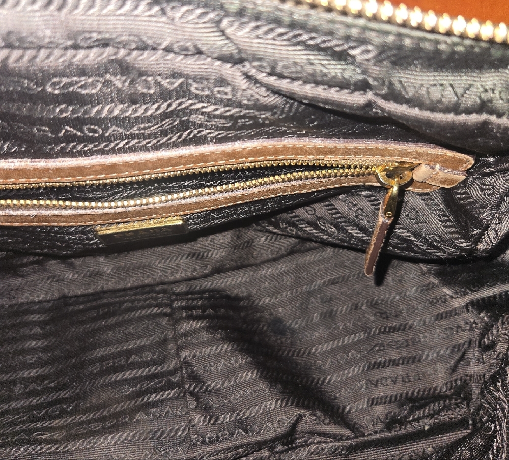 Prada Red and Brown Satchel with Beige Stripe - Picture 9 of 10